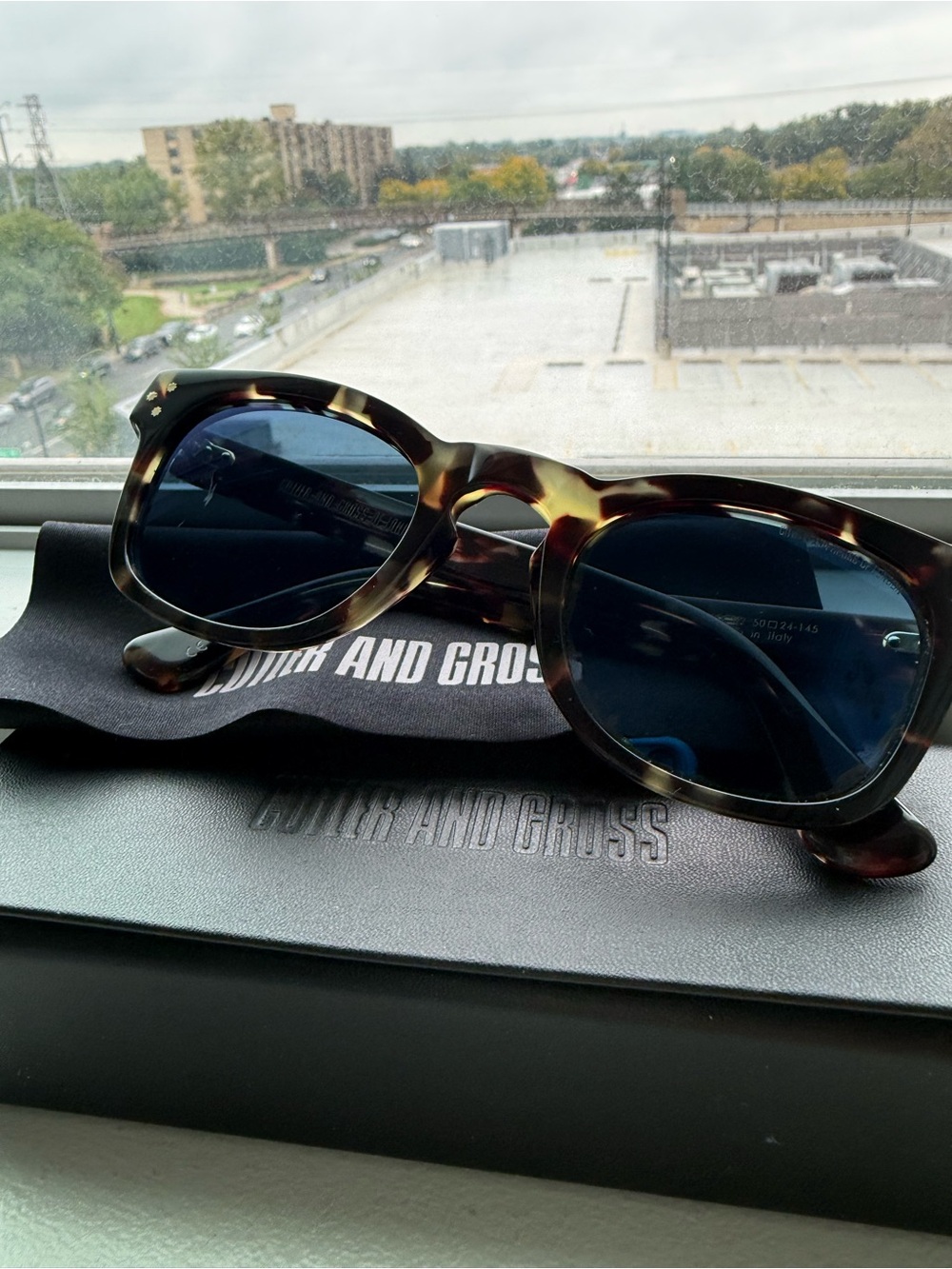 Cutler and Gross Men's Tortoiseshell Sunglasses - Brown Frames with Blue Lenses
